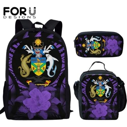 FORUDESIGNS Solomon Island Polynesian Pattern 3PCS School Bag Set School Backpack Teenagers Boys Girls Student Travel Book Bags