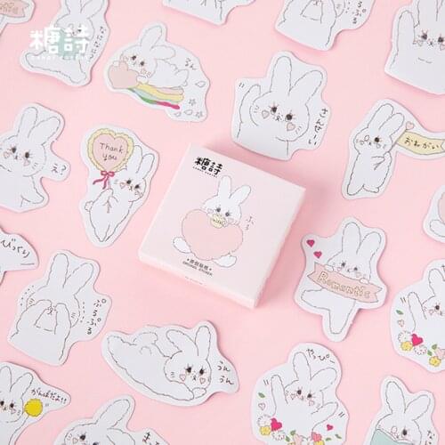 Candy Poetry cream rabbit mini paper diary sticker Scrapbooking Decoration label 45 pcs/pack Wholesale