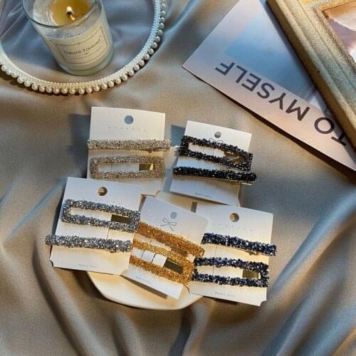 Korean Ins Rhinestone Barrettes Temperament Side Hair Clip Headdress Clip Simple Style GirlCelebrity Side Clip Bang Clip