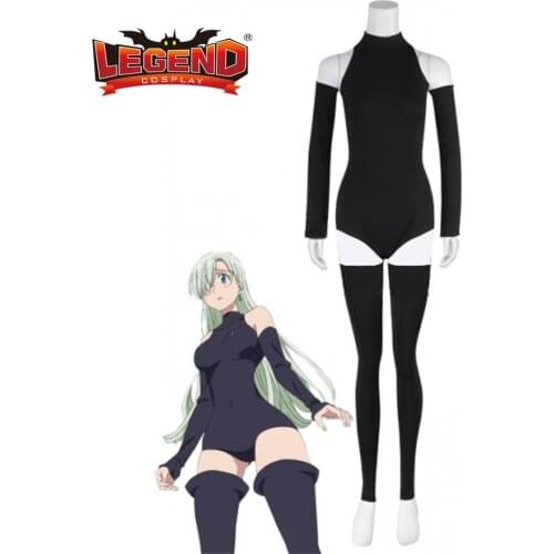 Cosplay legend The Seven Deadly Sins Nanatsu no Taizai Elizabeth Liones Black Jumpsuit Cosplay Costume Custom Made H001