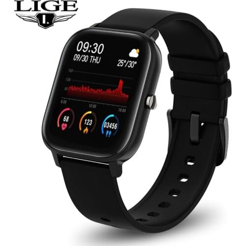 LIGE 1.4 inch Full Touch Smart Watch Men Fitness Tracker Blood Pressure Heart Rate Monitor Smart Clock Women Sports Smartwatch