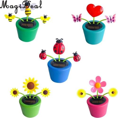 MagiDeal Solar Power Flower Insect Dancing Doll Toy Car Decor