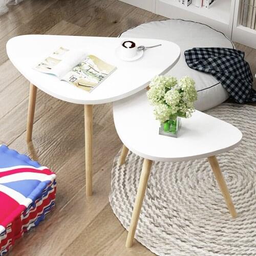 Small coffee table simple tea table Nordic solid wood coffee table simple tea table round combination modern creativity