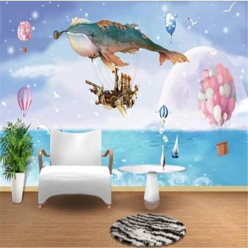 Milofi custom large-scale mural wallpaper non-woven fabric 3D three-dimensional fantasy hot air balloon child image wall