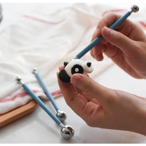 Stainless steel stick 4 pcs set fondant round ball clay eye socket shapeer DIY handmade cake decoration fondant tools