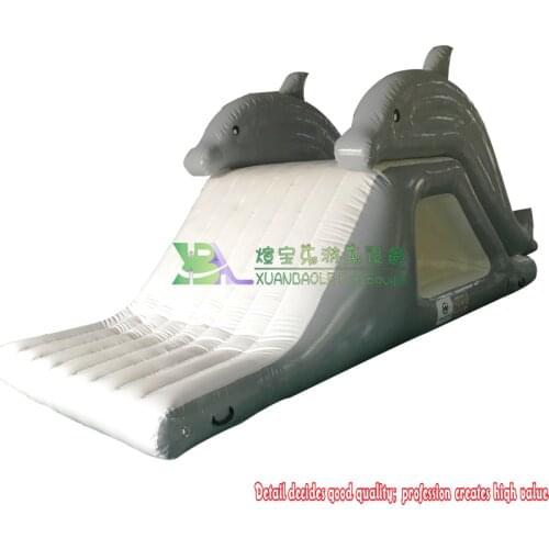 Inflatable Water Park Floating Dolphin Inflatable Island With Slides For Sea Or Pool Use