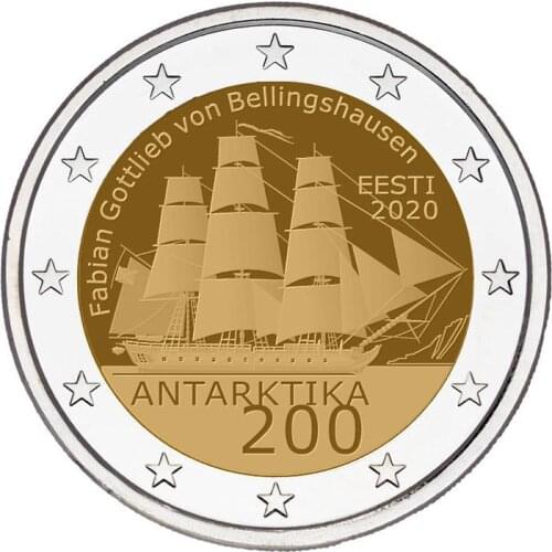 Estonia 2020 80th Anniversary First Antarctic Expedition 2 Europe Real Original Coins True Euro Collection Unc