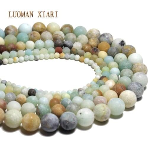 Strand 15'' Mix Color Dull Polish Matte Mix Color Amazonite Natural Stone Beads For Jewelry Making DIY Bracelet 4/6/8/10/12 mm