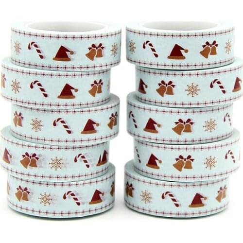 New 10pcs/set 15MM*10M Christmas Gifts Boots Washi Tape stickers Scrapbooking DIY Craft Sticky Decorative Adhesive Masking Tape