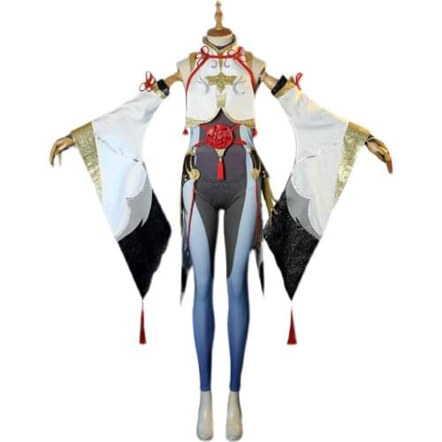 New Account Game Genshin Impact Cosplay Shenhe Costumes Aanime Project Ice Element Halloween Womens Jumpsuit Tops Leggings Set