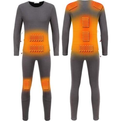 Heated Electric USB Heating Jacket Men Women Heated Shirt Top Motorcycle Heating Jacket Suit Thermal Underwear Set S-4XL