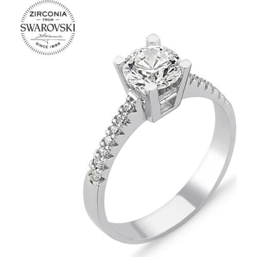 Silver 925 Sterling Swarovski Zirconia Cubic Zirconia Engagement Ring