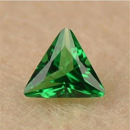 Wholesale 3x6~6x6mm 5A Green Nano Beads Loose Triangle Shape Cut Emeral d Synthetic Gems Stone For Jewelry Making