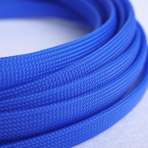 1 Meters High quality Blue 12mm Braid PET Expandable Sleeving High Density Sheathing Plaited Cable Sleeves DIY