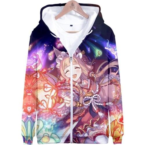 Princess Connect Re Dive Natsume Kokoro Kyaru 3D print autumn and winter Holiday passionate style Men/Women Kawaii Zip hooded