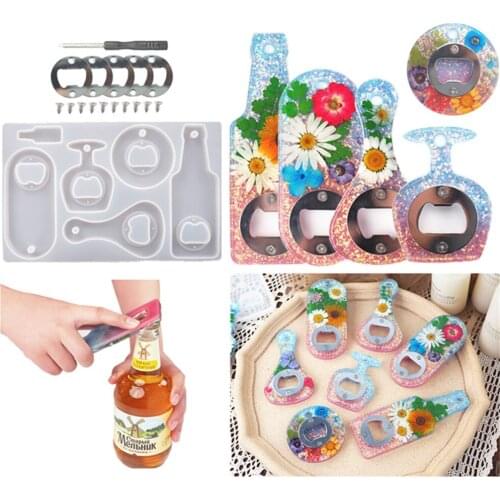 Diy Crystal Resin Epoxy Silicone Mold Beer Spanner Bottle Opener Dried Flower Epoxy Mirror Silicone Mold Resin