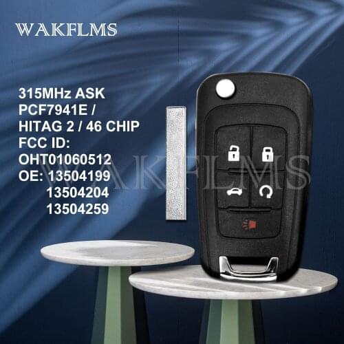 5 Button Flip Remote Car Key 315Mhz For Chevrolet Buick Encore Camaro Cruze Equinox Sonic LaCrosse with PCF7941 chip OHT01060512