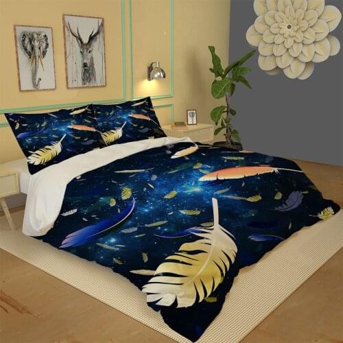 Luxury bedding sets blue feaath curtain Three-dimensional flower bed sheet quilt bedding