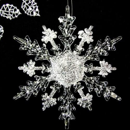 Christmas Snowflake Clear Purple Blue Crystal Acrylic Snow for Xmas Tree Pendant DIY Decorative Accessory Craft Scrapbooking E