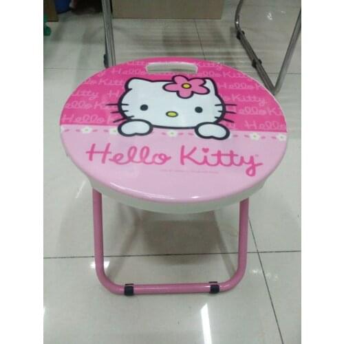 Folding cartoon small round stool fishing stool portable plastic folding small stool KT cat folding stool
