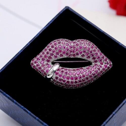 SWOUR Brooches Lips For Clothes