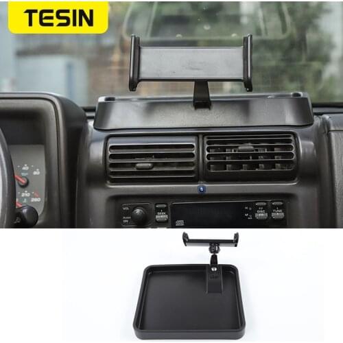TESIN Car Center Console IPad Bracket Multifunction Storage Box GPS Holder Accessories For Jeep JK Wrangler 2007-2010