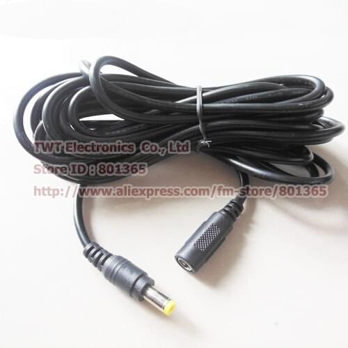 DC Power 5.5x2.1mm male To Female Extension Cable For CCTV Camera , 5.5/2.1 M/F Adapter cable, 5M , 3pcs , Free shipping