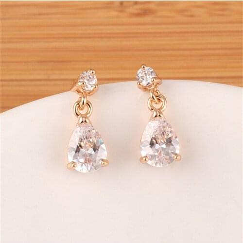 RONGQING 10Pairs/lot Simple Zircon Droplets Earring Elegant Zircon Drop Earrings for Women