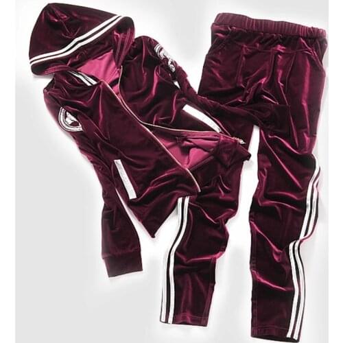 Leisure Women 2 Piece Gold Velvet Tracksuit Set Cartoon Pattern Zip Up Velour Jacket Drawstring Joggers Pants Two Piece Outfit