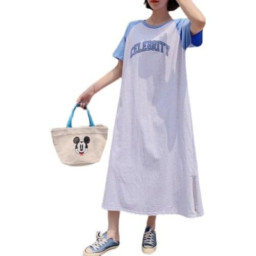 NYFS Summer dress 2021 New Loose Big Size long dress Vestidos Robe Elbise Cotton Korean Letter Printing Woman dress