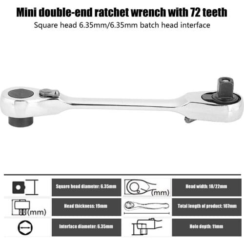 1/4 Mini Ratchet Wrench Screwdriver Hexagonal Torque Wrench Torque Anti-Rust Car Repair Tools Double Headed 72 Tooth Wrenchs
