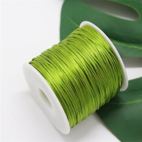 1MM Moss Green Nylon Chinese Satin Silk Knot Cord Rattail Thread Necklace Macrame String Jewelry Findings Beading Rope #214
