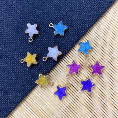 1pcs Natural Stone Agate Star-shaped Charm Pendant for IDY Jewelry Making, Necklace, Bracelet, Jewelry Accessories, Size 12x16mm
