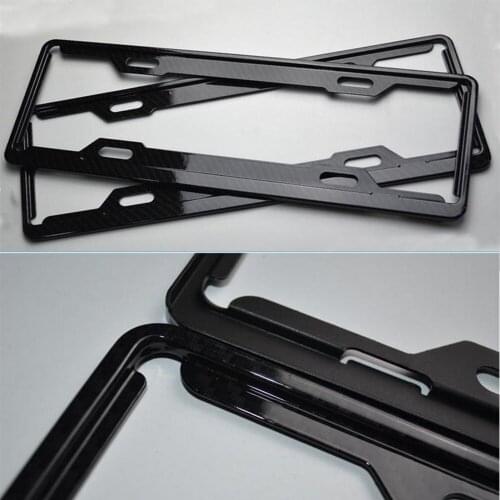 Two pcs Chinese size carbon fiber high reflective custom made universal front and rear license plate frame Tag Cover Holder