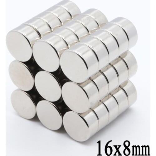 50pcs 16x8 mm NdFeB N35 Round Craft Neodymium Magnets Super Strong 16mm*8mm Powerful Rare Earth Magnet