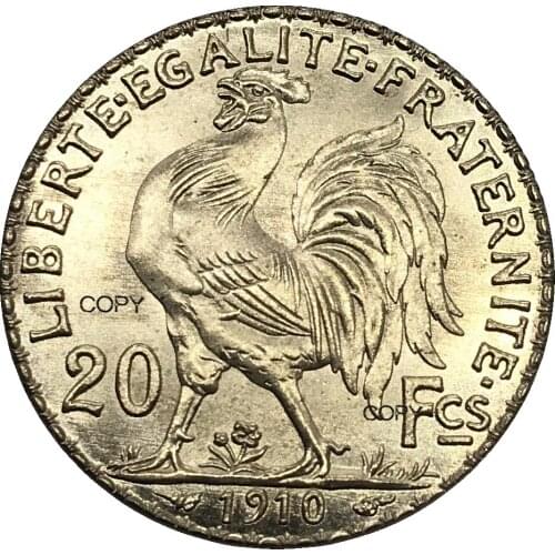 Aliexpress france France Gold 20 Francs 1910 Gold Marianne Rooster Brass Metal Copy Coin