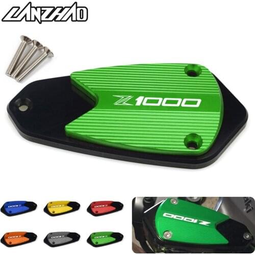 CNC Aluminum Motorcycle Front Brake Clutch Fluid Tank Reservoir Oil Cup Cover Cap Green for Kawasaki Z1000 2010 - 2016 2017 2018