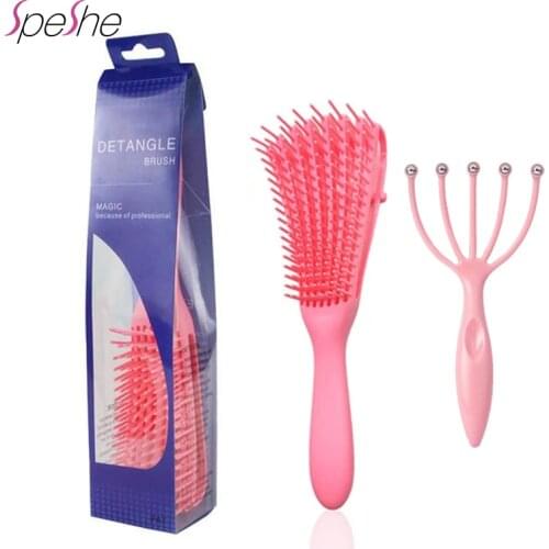 Anti Klit Haarborstel Hairbrush Set with Head Massager Detangling Hair Brush Scalp Massage Hair Comb Women Curly Hair Detangler