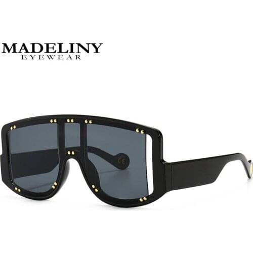MADELINY Brand Luxury Sunglasses Women Oversized Glasses For Female Male Black Mask Wide Frame Sun Glasses Retro Shades MA037