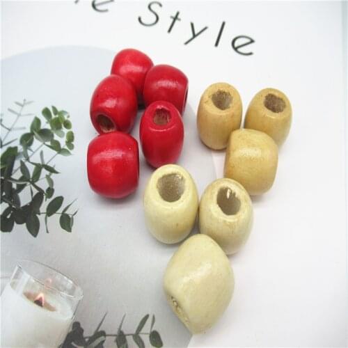 10pcs 16*17mm Natural red color wooden beads big hole beads wooden childrens puzzle handmade swing baby DIY accessories toys