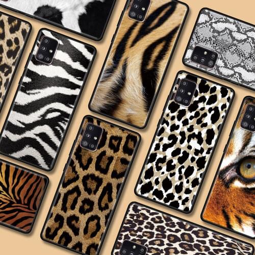 Tiger Leopard Print Black Case for Samsung Galaxy A51 A71 A21s A31 A12 A41 A11 A51 A02s A42 A01 A32 5G A91 TPU Phone Cover