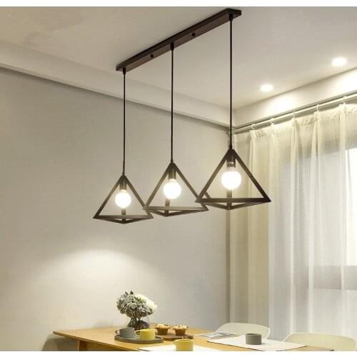 Retro loft black chandelier lighting design dining room bedroom restaurant pendant lamp 3 heads hanging lamps bar table light