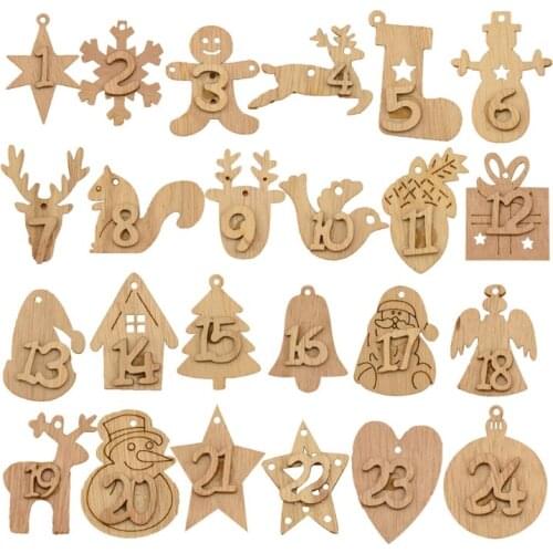 Wooden DIY Crafts Christmas Countdown Calendar Clips Durable for Long-lasting Sturdy Harvest Festival Rope Design Words R7UB