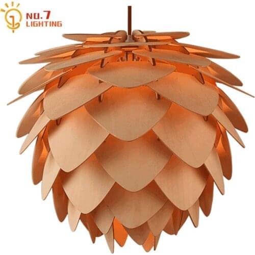 Nordic Design Wood Pinecone Pendant Light Fixtures Indivdiual Modern Hagning Lamp for Living/Dining Room Restaurant Bedroom Cafe
