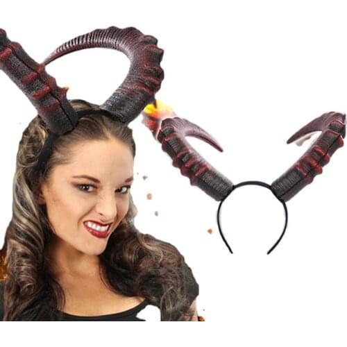 Devil Horn Halloween Decoration Cosplay Costume Props Hair Accessories Headwear Headgear Party Supplies Headdress Hairband Mask