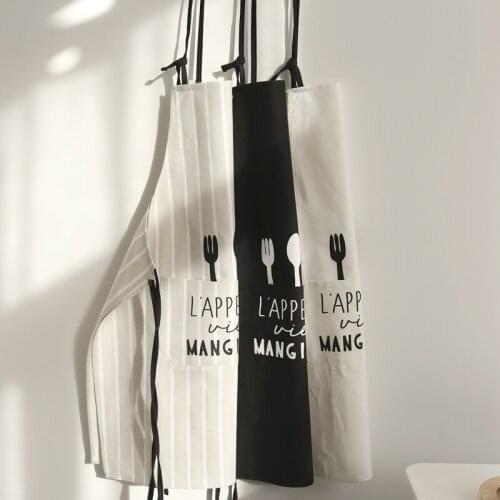 Fabric apron Korean fashion half-length sleeveless apron cotton and linen kitchen restaurant milk tea shop overalls Nordic style