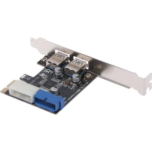 HX6A 2 Ports PCI Express USB 3.0 Front Panel with Control Card Adapter 4-Pin & 20 Pin