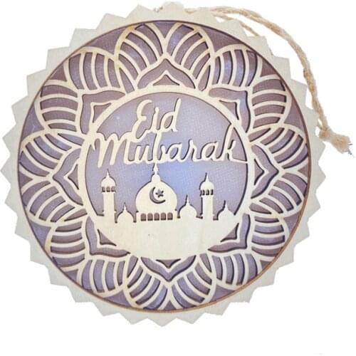 Eid Mubarak Wooden Ornament Ramadan Wood Table top Decor Moon Star Hanging Pendant for Ramadan Mubarak Eid MC889