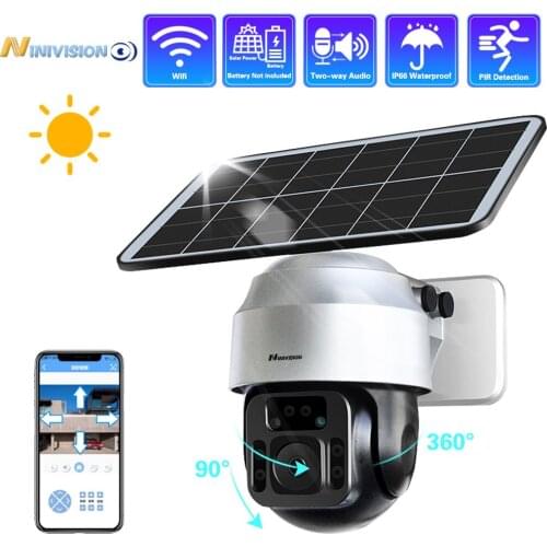 Solar Wifi CCTV PTZ IP Camera 1080P HD Outdoor Street Waterproof Two Way Audio Security Surveillance Camera System Wireless 2MP