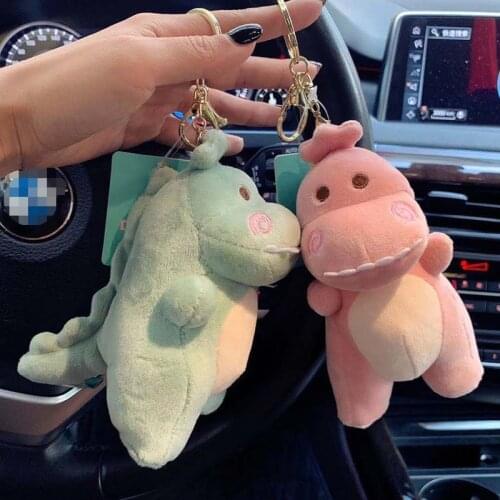 Kawaii Cartoon Dinosaur Toy Keychains Cute Plush Stuffed Toy Key Ring for Kids Children Bag Pendant Plush TOY Keyfob Gifts